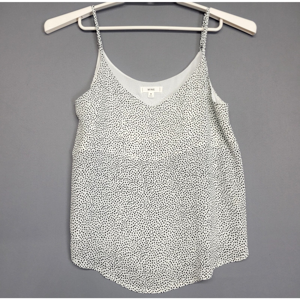 Anthropologie MINE Black Polka Dots Camisole Tank Top Womens‎ Medium White NWOT